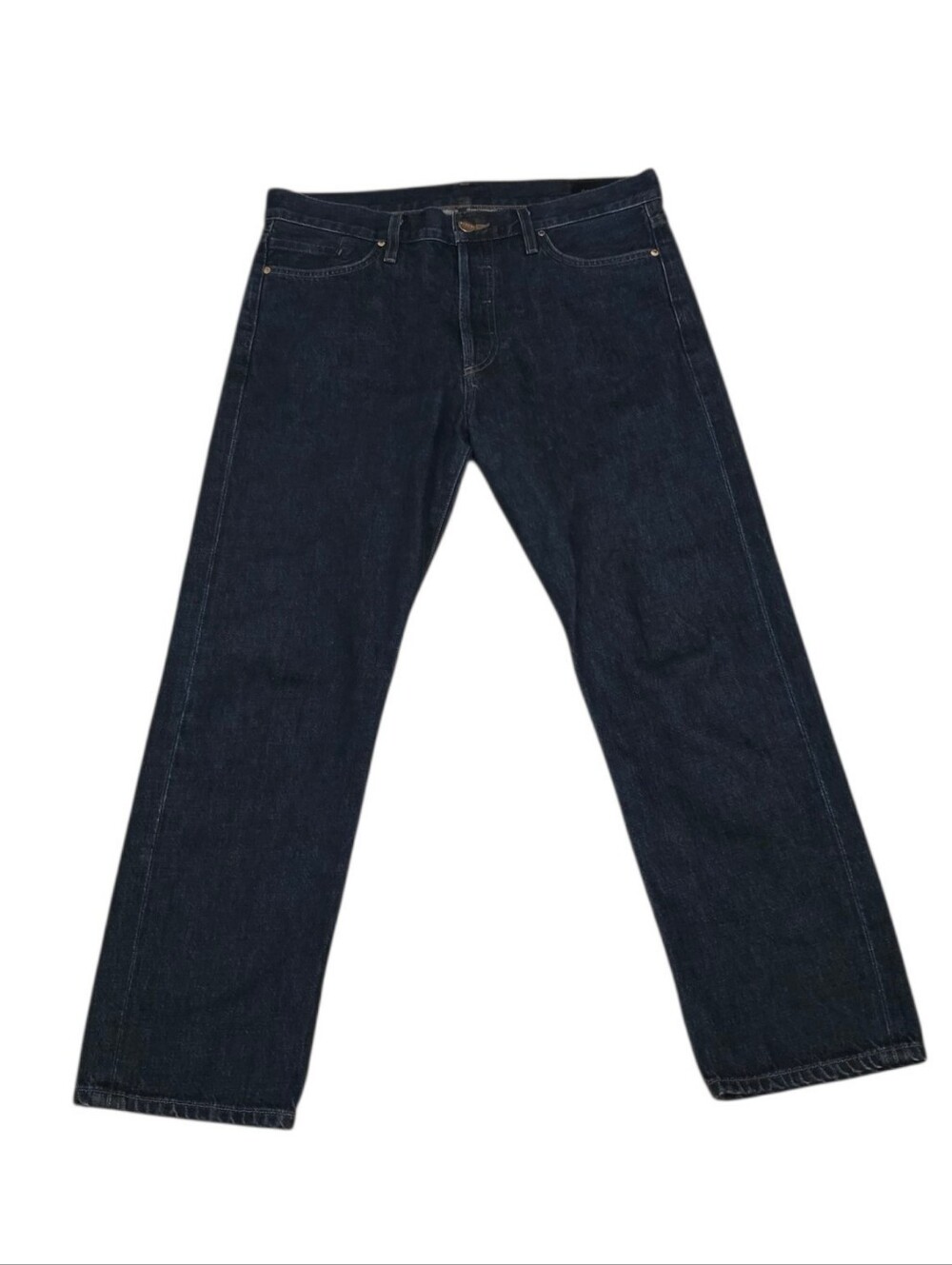 Dark Blue Indigo Button Fly Straight-Leg Jeans - 28